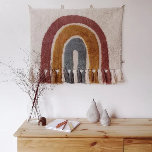 wall tapestry with a rainbow