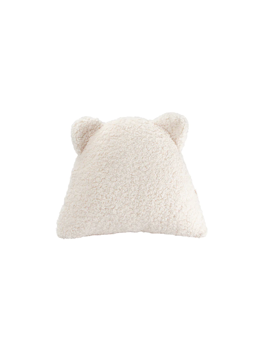 white teddy bear boucle pillow